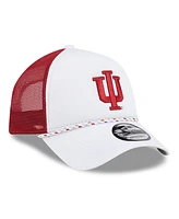 New Era Men's White/Crimson Indiana Hoosiers Court Sport Foam A-Frame 9FORTY Adjustable Trucker Hat