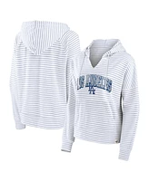 Fanatics Women's Los Angeles Dodgers Striped Fundamentals Notch Neck Pullover Hoodie