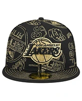 New Era Men's Los Angeles Lakers 59FIFTY Day Allover Print Stencil Fitted Hat