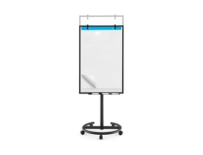 Slickblue Height-Adjustable Mobile Whiteboard with Round Stand Paper Clips-Black