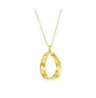 Simona Gold Plated Over Sterling Silver Twist Oval Pendant Necklace