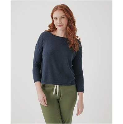 Pact Plus Size Cotton Classic Fine Knit Wide Neck Sweater