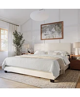 Amber & Emily Upholstered Modern King Boucle Bed