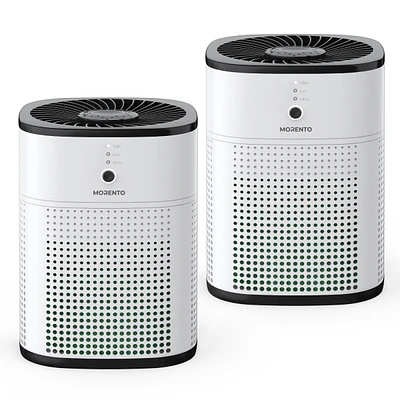 Morento 2 Pack Air Purifiers for Bedroom, Air Purifiers for Home Bedroom, Quiet Air Cleaner with 24dB Sleep Mode, H13 Hepa Filter for Pet, White & Bla