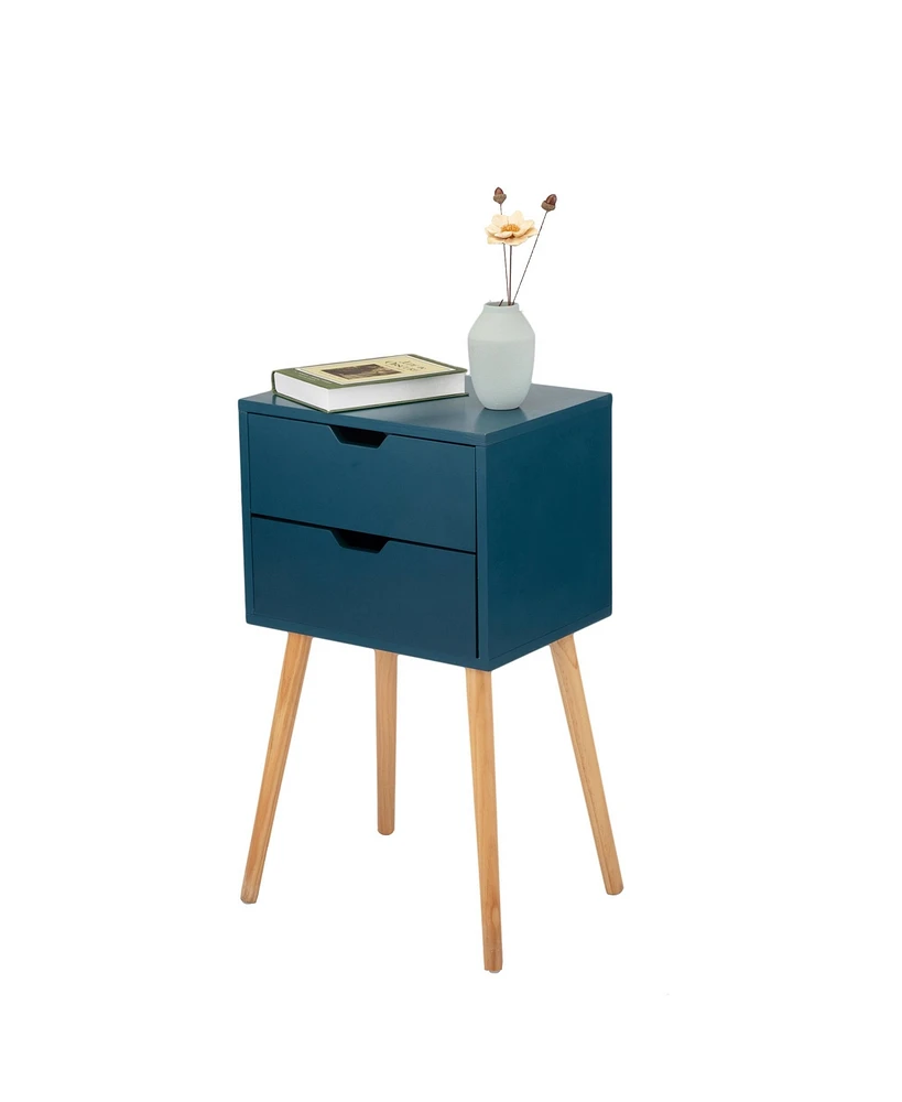 Simplie Fun Mid Century Blue Nightstands with Drawers