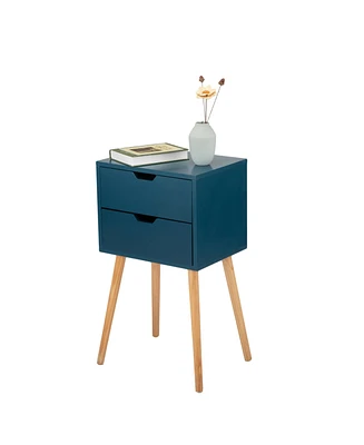 Simplie Fun Mid Century Blue Nightstands with Drawers