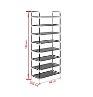 vidaXL Shoe Rack with 8 Shelves Metal and Non-woven Fabric Black