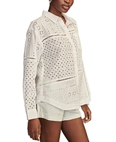 Lucky Brand Women's Cotton Schiffli Embroidered Prep Shirt