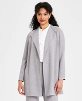 Kasper Petite Long Collarless Open-Front Blazer