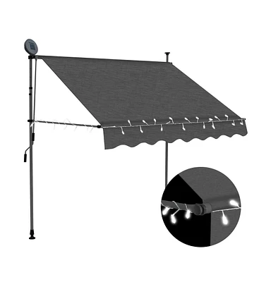 vidaXL Manual Retractable Awning with Led 59.1" Anthracite