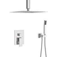 Streamdale Furniture Ceiling Shower Set - 10 Inch Square Shower Set, Dual Shower Heads, Chrome