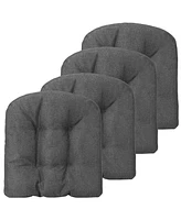 Sugift 4 Pack 17.5 x 17 Inch U-Shaped Chair Pads with Polyester Cover-Grey