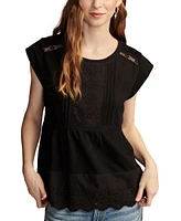 Lucky Brand Women's Embroidered Peplum Tee