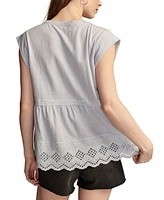 Lucky Brand Women's Embroidered Peplum Tee