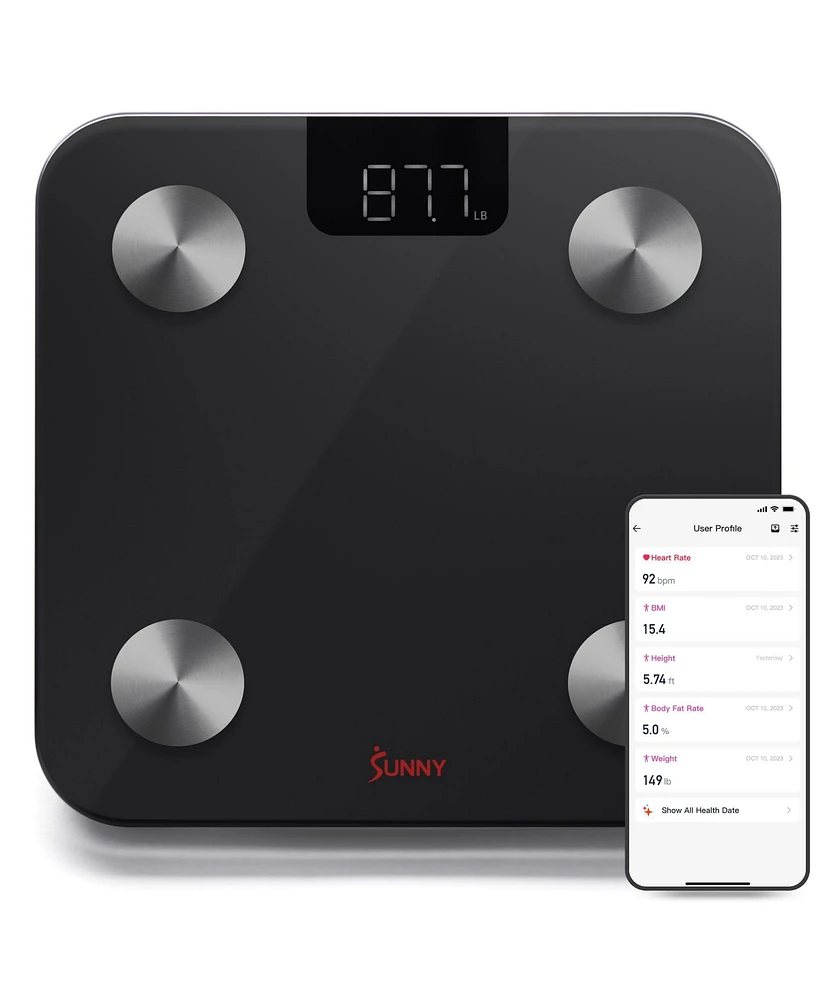 Sunny Health & Fitness Advanced Body Fat Composition Bmi Scale with Health Tracker & Analyzer App