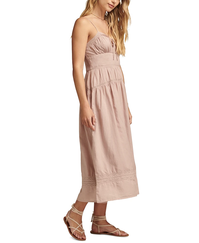 Lucky Brand Women's Lace-Trim Midi Dress
