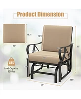 Costway Patio Rocking Chair with Cushion Heavy-Duty Metal Frame Smooth Glider Outdoor