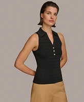 Donna Karan Women's Sleeveless Sweater Knit Polo