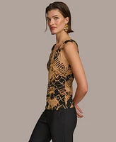 Donna Karan Women's Asymmetrical Tortoise-Hardware Top