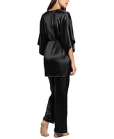 Linea Donatella Women's 3-Pc. Satin Fringe Sleep Set