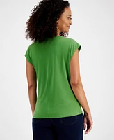 I.n.c. International Concepts Women's O-Ring-Sleeve Pleat-Front Blouse, Created for Macy's