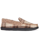 Isotoner Men's Brushed Knit or Plaid Lewis Moccasin Slipper with Fleece Lining and Memory Foam