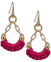 Patricia Nash Gold-Tone Leather-Wrapped Open Drop Earrings