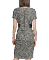 Calvin Klein Petite Tweed Tie-Front Short-Sleeve Dress