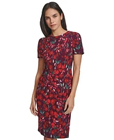 Calvin Klein Women's Floral-Print Short-Sleeve Sheath Dress