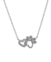 Macy's Cubic Zirconia Heart and Silver-Plated Paw Necklace