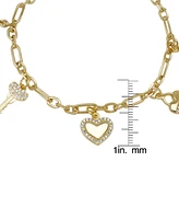 Macy's 14K Gold Plated Cubic Zirconia Multi Charms Bracelet