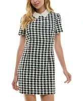 City Studios Juniors' Imitation Pearl Embellished-Collar Shift Dress