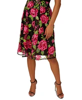 Adrianna Papell Women's Rose-Embroidered-Mesh Dress