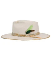 Angela & William Vintage-Like Flat Brim Felt Fedora Ranch Hat