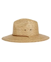 Angela & William Palm Braid Wide Brim Panama Fedora Sun Hat with Chin Cord