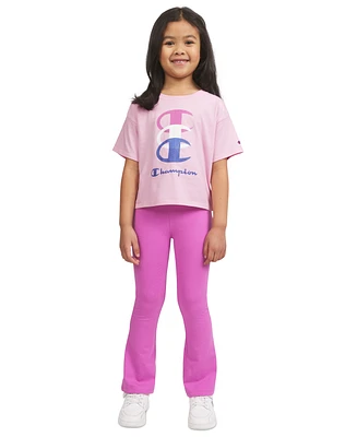 Champion Little Girls Logo Graphic T-Shirt & Flare Leggings, 2 Piece Set