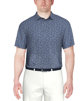 Pga Tour Men's Textured Confetti Print Short Sleeve Stretch Performance Polo Shirt