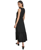 Calvin Klein Women's Cinched-Waist Ruffled-Hem Maxi Dress