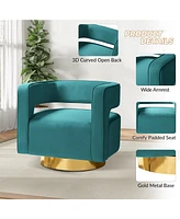 Carisa Contemporary Swivel Barrel Chair with Metal Base