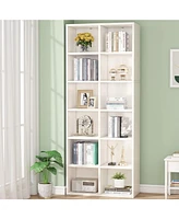 Tribesigns 71.65 Inch Tall Narrow Bookcase Bookshelf, White Modern Bookcase with 12 Cube Storage for Home Office, Vertical or Horizontal