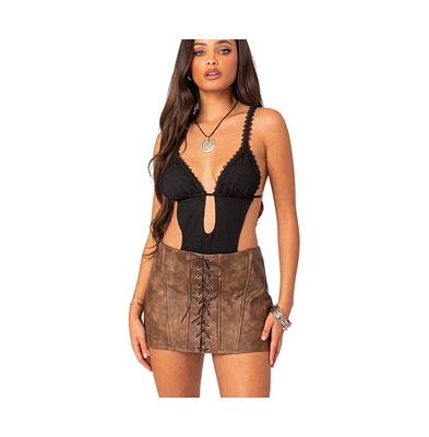 Edikted Women's Textured Cut Out Bodysuit