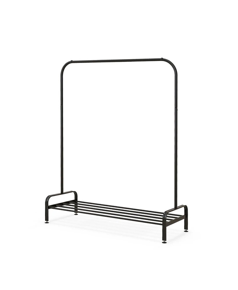 Sugift Heavy Duty Clothes Stand Rack with Top Rod and Lower Storage Shelf