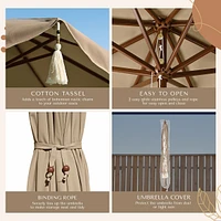 LAGarden Boho 7' Fringe Patio Umbrella with Fringe UPF50+ Boho Style 5-Year-Non-Fading for Yard,Model:BH7W-10