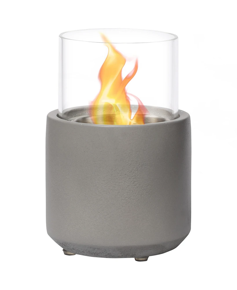 Simplie Fun Mini Ethanol Fire Bowl: Light Grey, Burns Liquid and Solid Alcohol