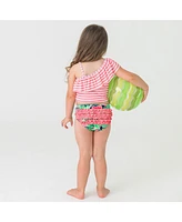 RuffleButts Baby Girls One Shoulder Ruffle Tankini