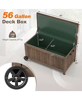 Slickblue 56-Gallon Wood Deck Box with Removable Waterproof Pe Liner-Brown