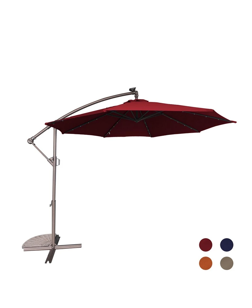 Mondawe 10 Ft Solar Led Cantilever Durable Uv-Protected Patio Offset Umbrella