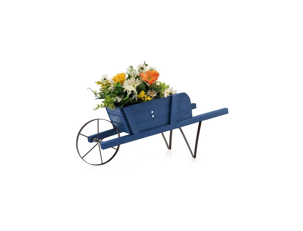 Slickblue Wooden Wagon Planter with 9 Magnetic Accessories for Garden Yard