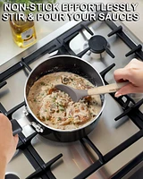 Cook N Home Non Stick Sauce Pan, 2 Quarts Saucepan with Glass Lid, Nonstick Small Multi-purpose Pot, Milk Chocolate Aluminum Cooking Pot Pan Stay