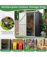 Slickblue 4x3 Ft Metal Outdoor Storage Shed with Lockable Door-Gray